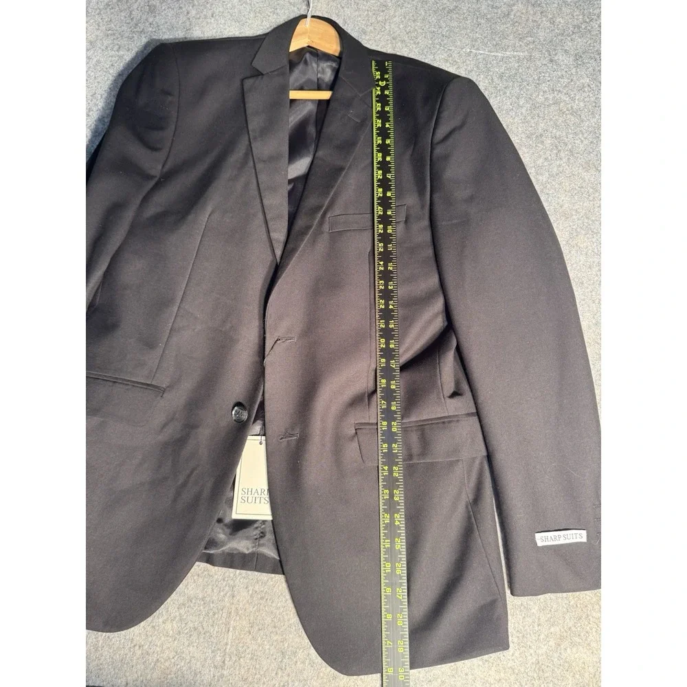 Mens (Sharp Suit) Jacket 40L Black Slim‎ Fit Active Stretch Wool US: 32X26
